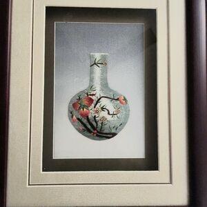 Chinese Silk Embroidery of Imperial Elegant framed art featuring a floral vase